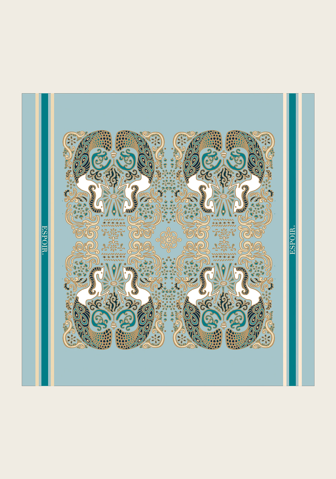 Mermaid Horses on Skye Blue Square Scarf