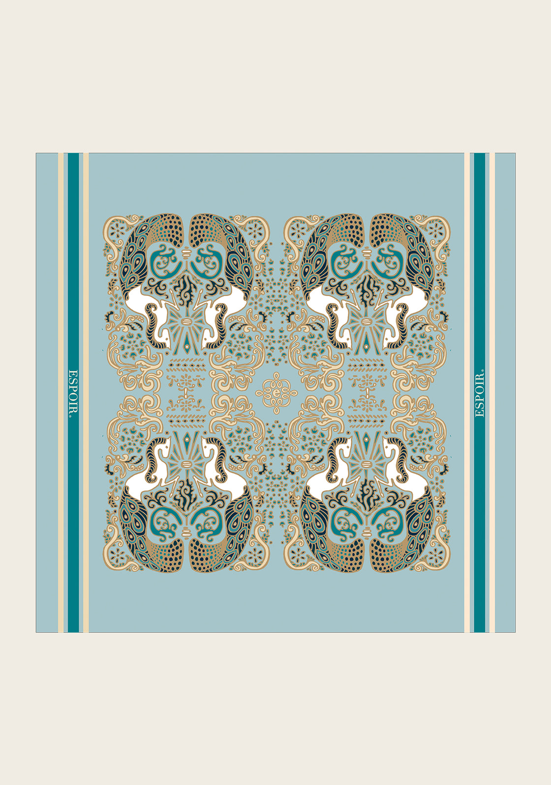 Mermaid Horses on Skye Blue Square Scarf