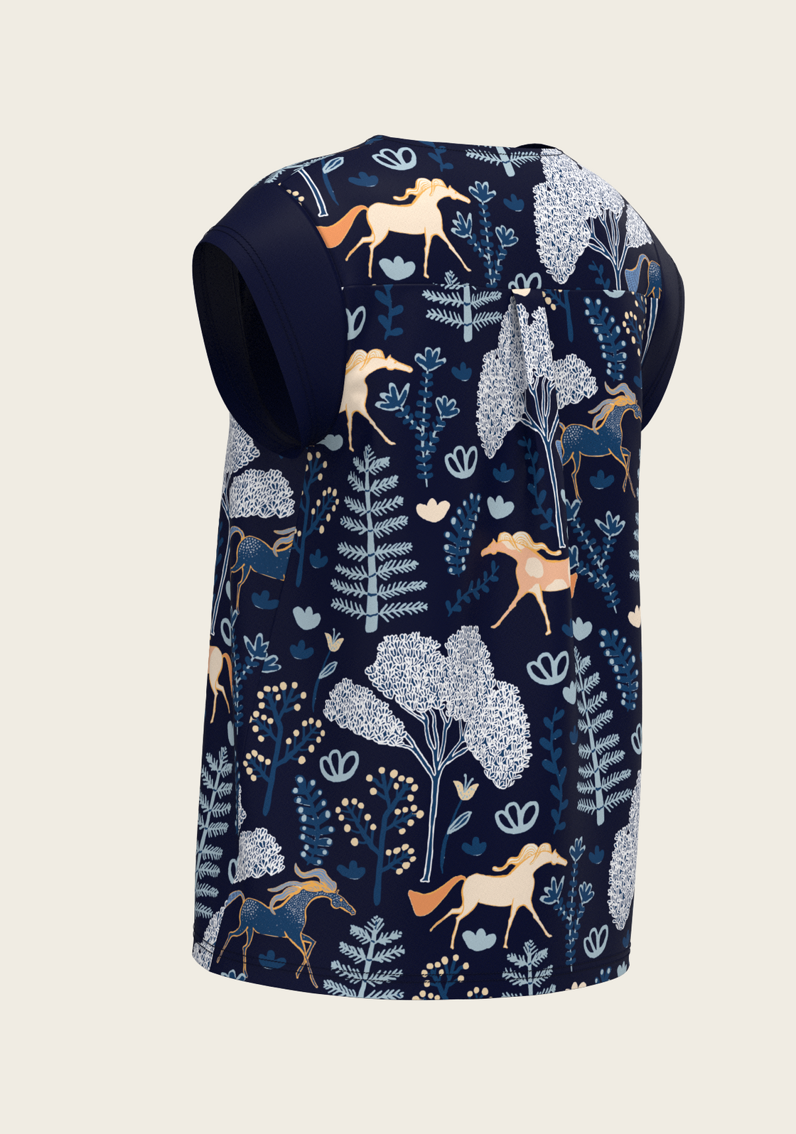 PRE ORDER • Forest on Navy Loose Fitting V Neck Shirt