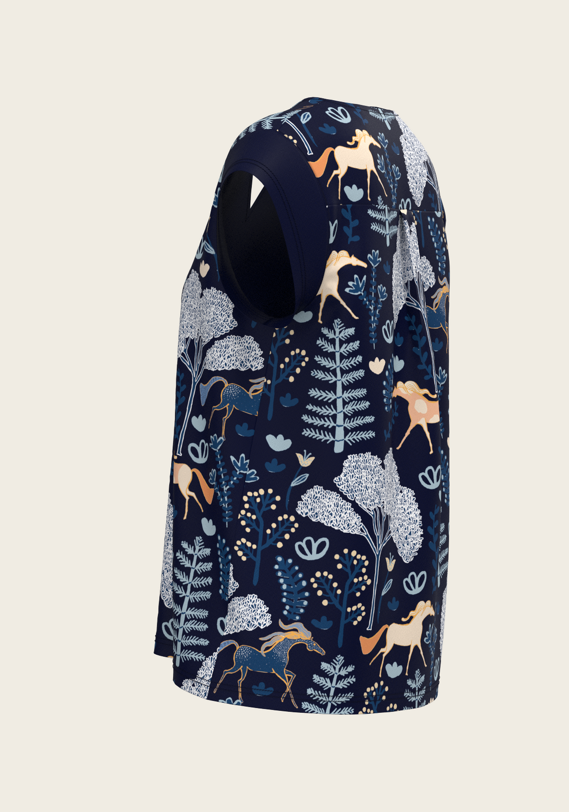 PRE ORDER • Forest on Navy Loose Fitting V Neck Shirt