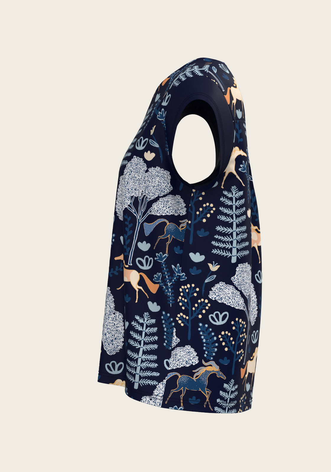 PRE ORDER • Forest on Navy Loose Fitting V Neck Shirt