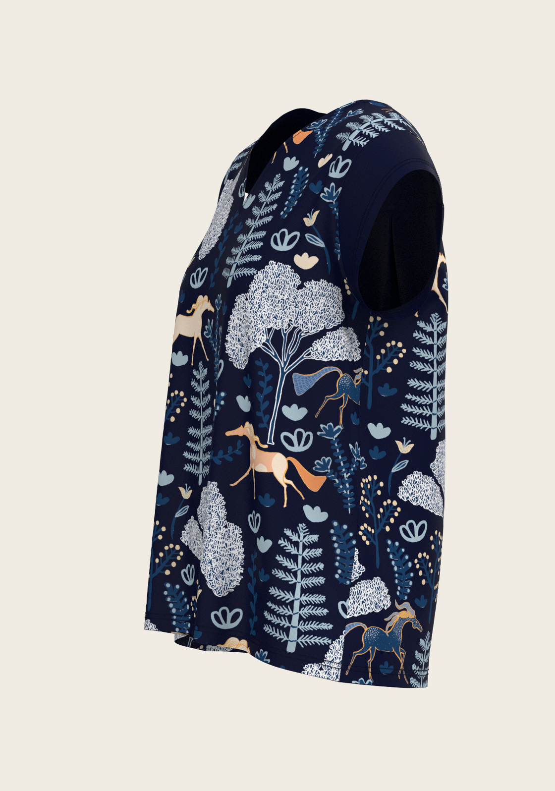 PRE ORDER • Forest on Navy Loose Fitting V Neck Shirt