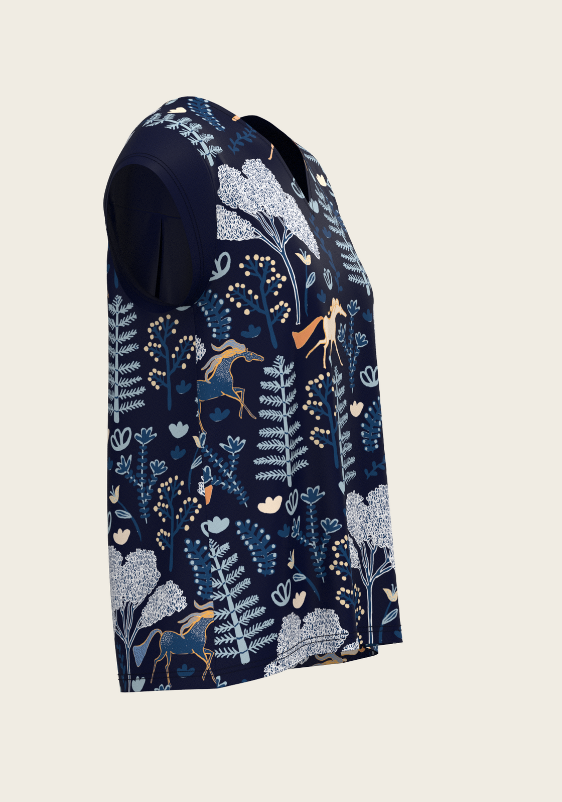 PRE ORDER • Forest on Navy Loose Fitting V Neck Shirt