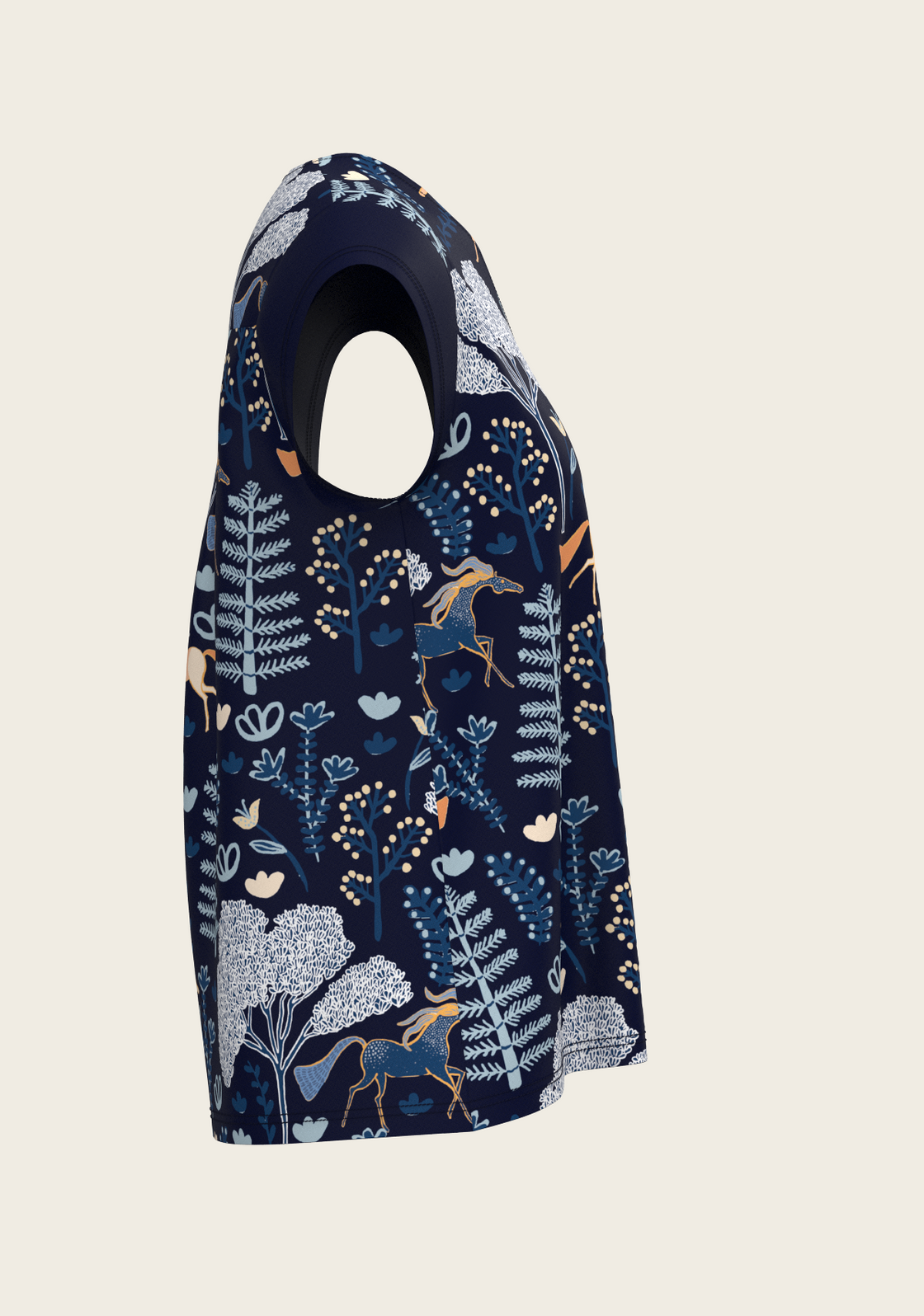 PRE ORDER • Forest on Navy Loose Fitting V Neck Shirt