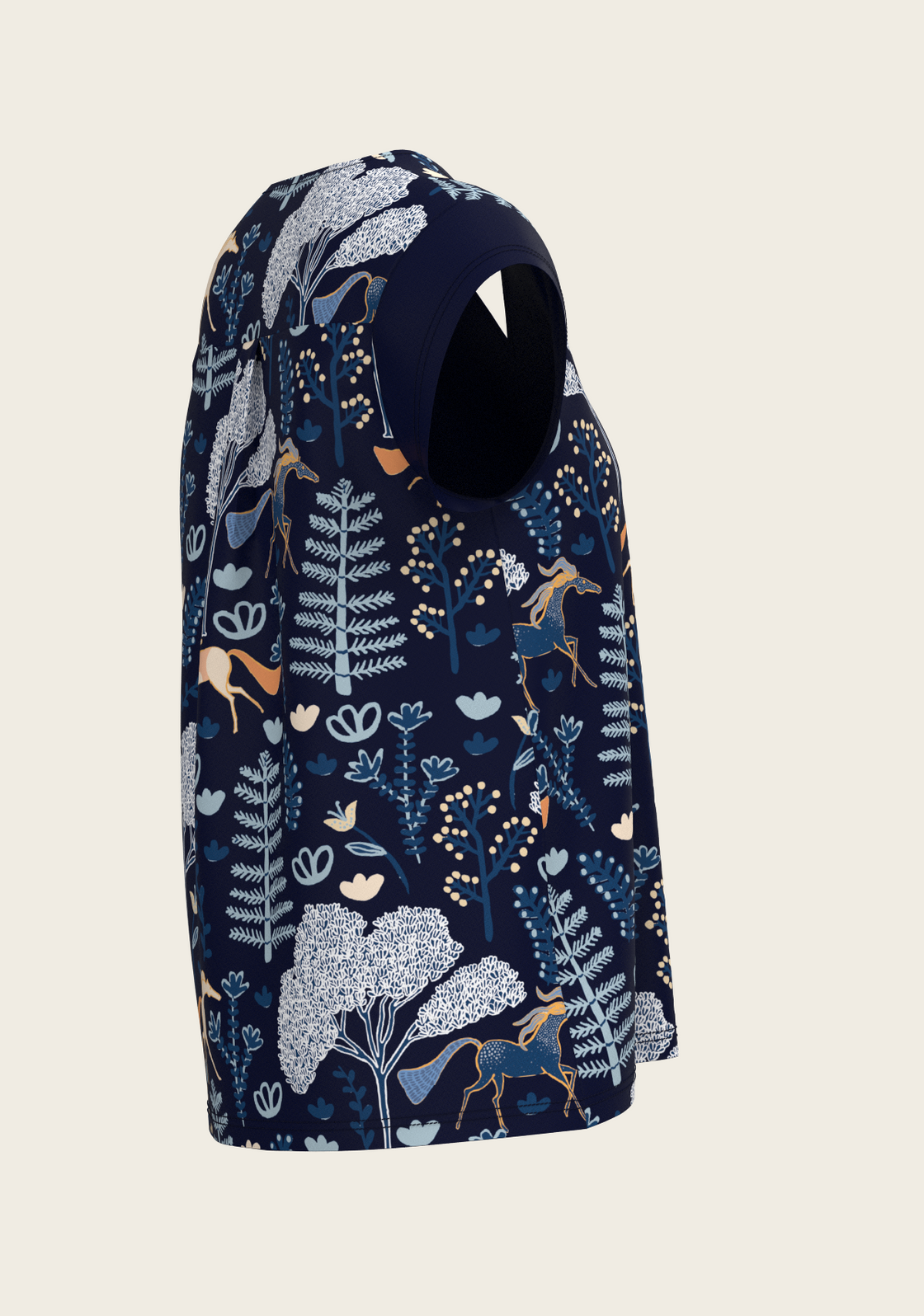 PRE ORDER • Forest on Navy Loose Fitting V Neck Shirt