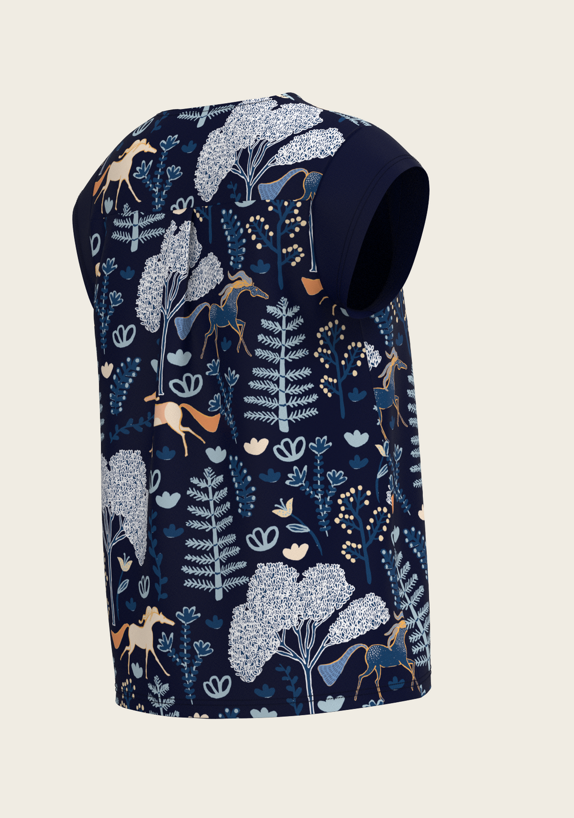 PRE ORDER • Forest on Navy Loose Fitting V Neck Shirt