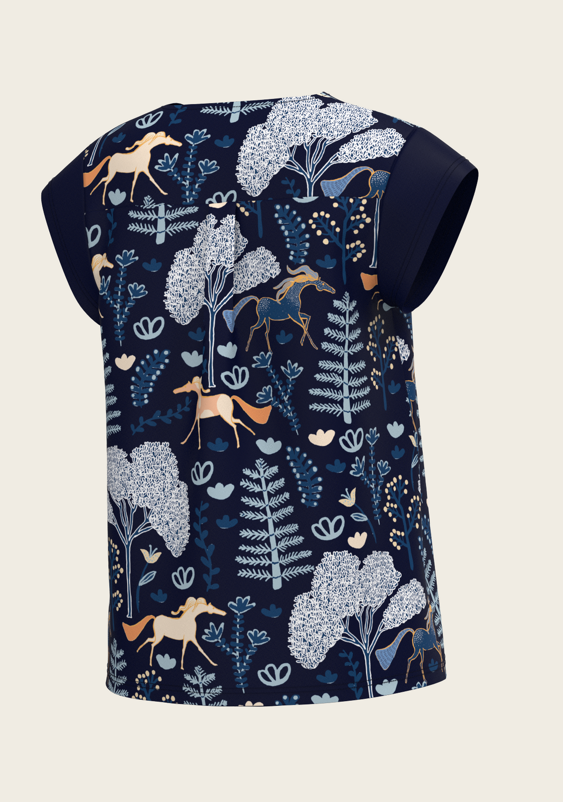PRE ORDER • Forest on Navy Loose Fitting V Neck Shirt