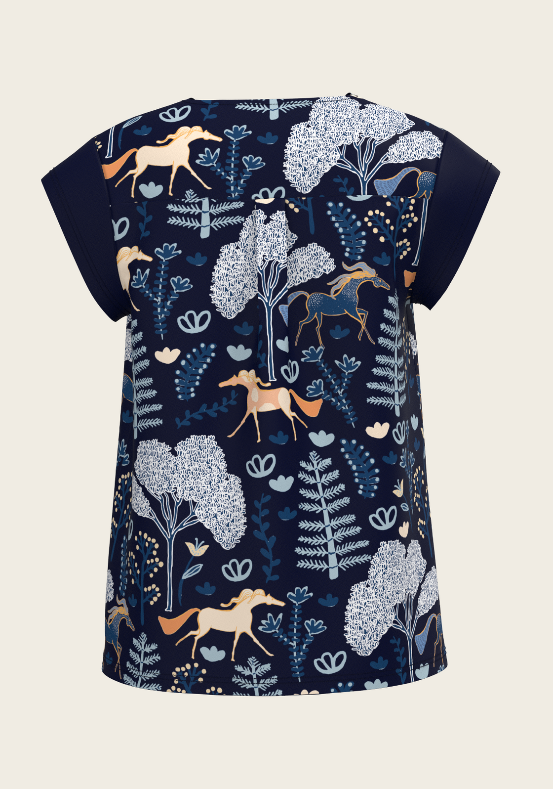 PRE ORDER • Forest on Navy Loose Fitting V Neck Shirt
