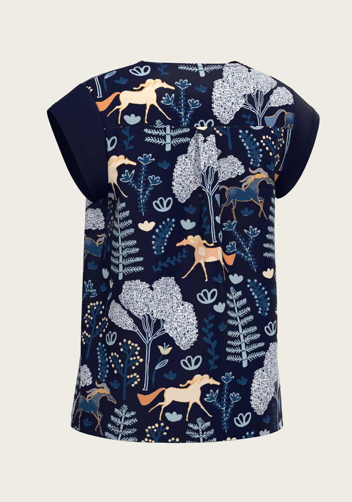PRE ORDER • Forest on Navy Loose Fitting V Neck Shirt