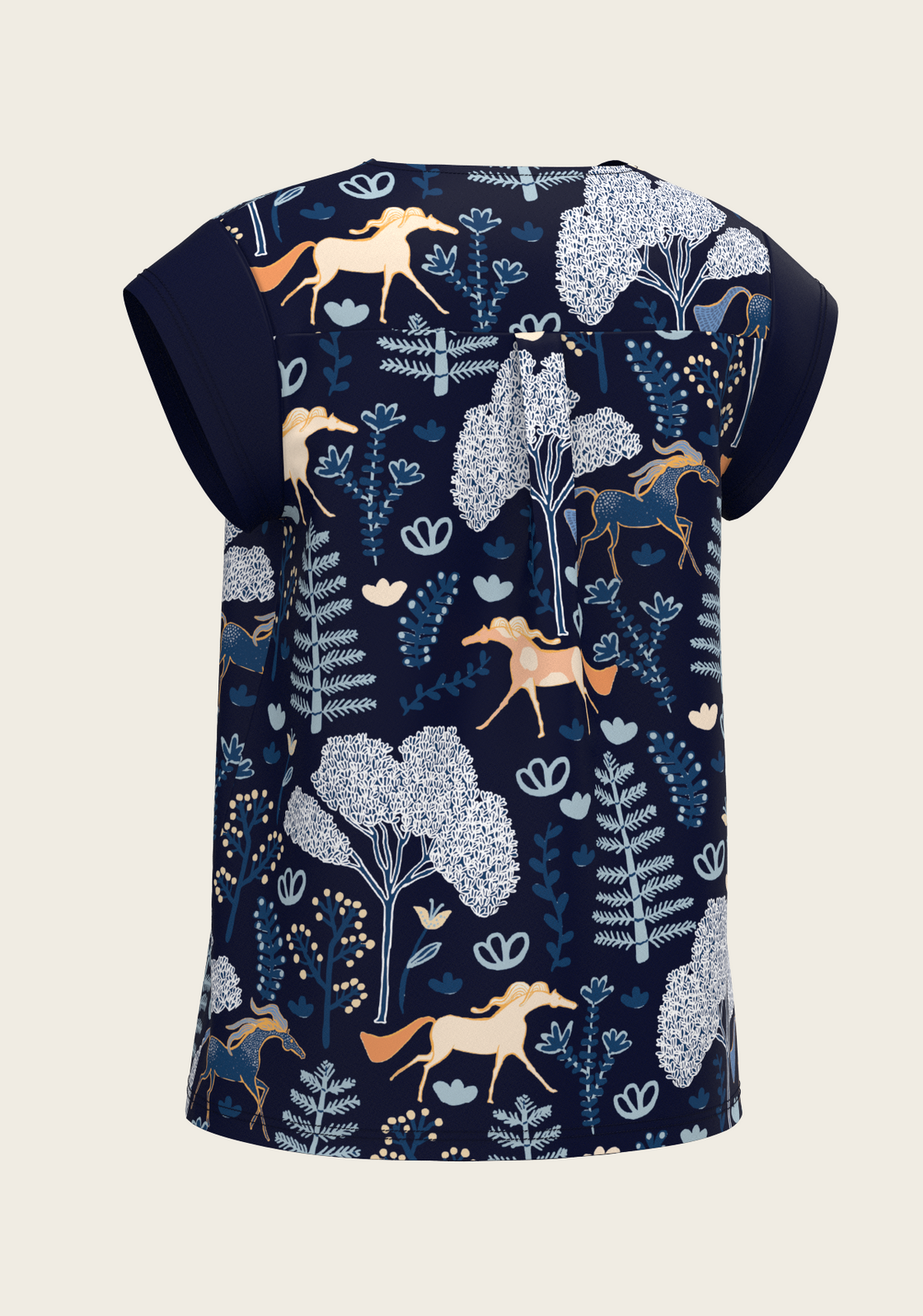  Forest on Navy Loose Fitting V Neck Shirt