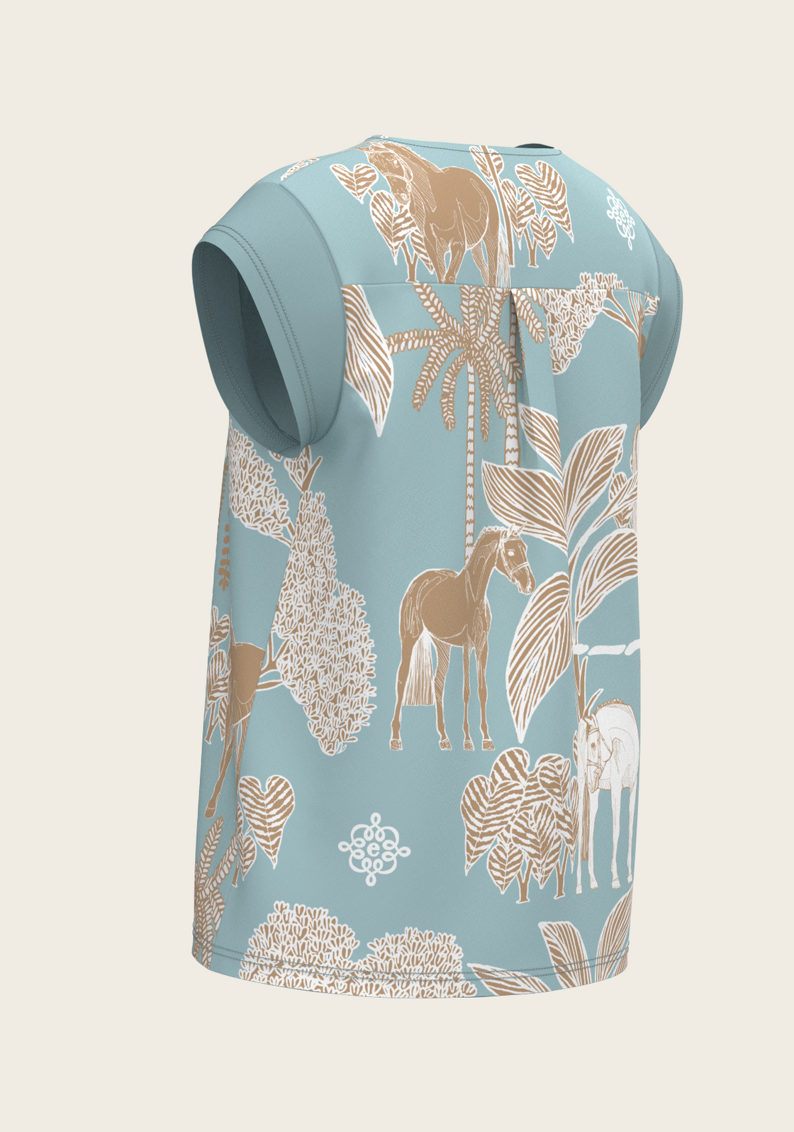 PRE ORDER • Island Horses on Sky Blue Loose Fitting V Neck Shirt