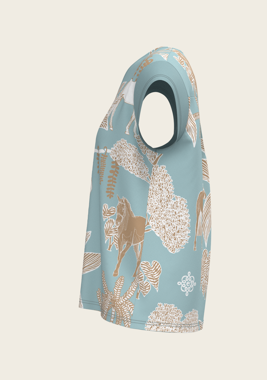 PRE ORDER • Island Horses on Sky Blue Loose Fitting V Neck Shirt