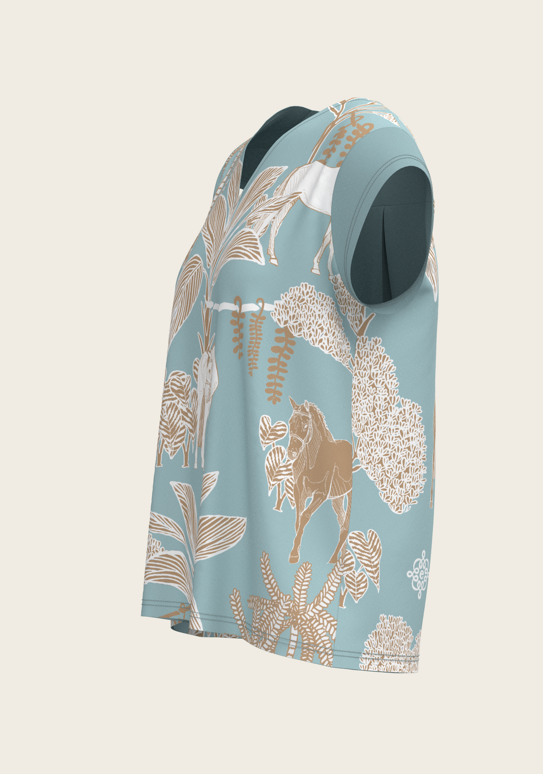 PRE ORDER • Island Horses on Sky Blue Loose Fitting V Neck Shirt