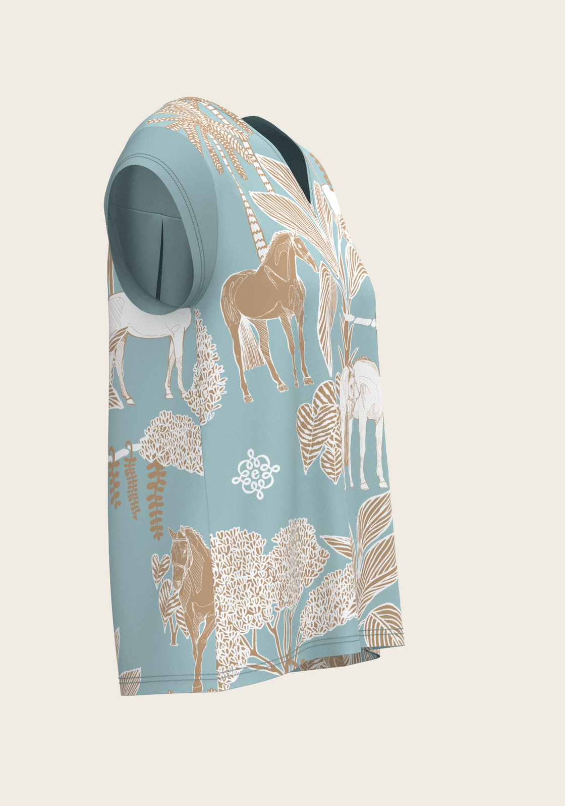 PRE ORDER • Island Horses on Sky Blue Loose Fitting V Neck Shirt