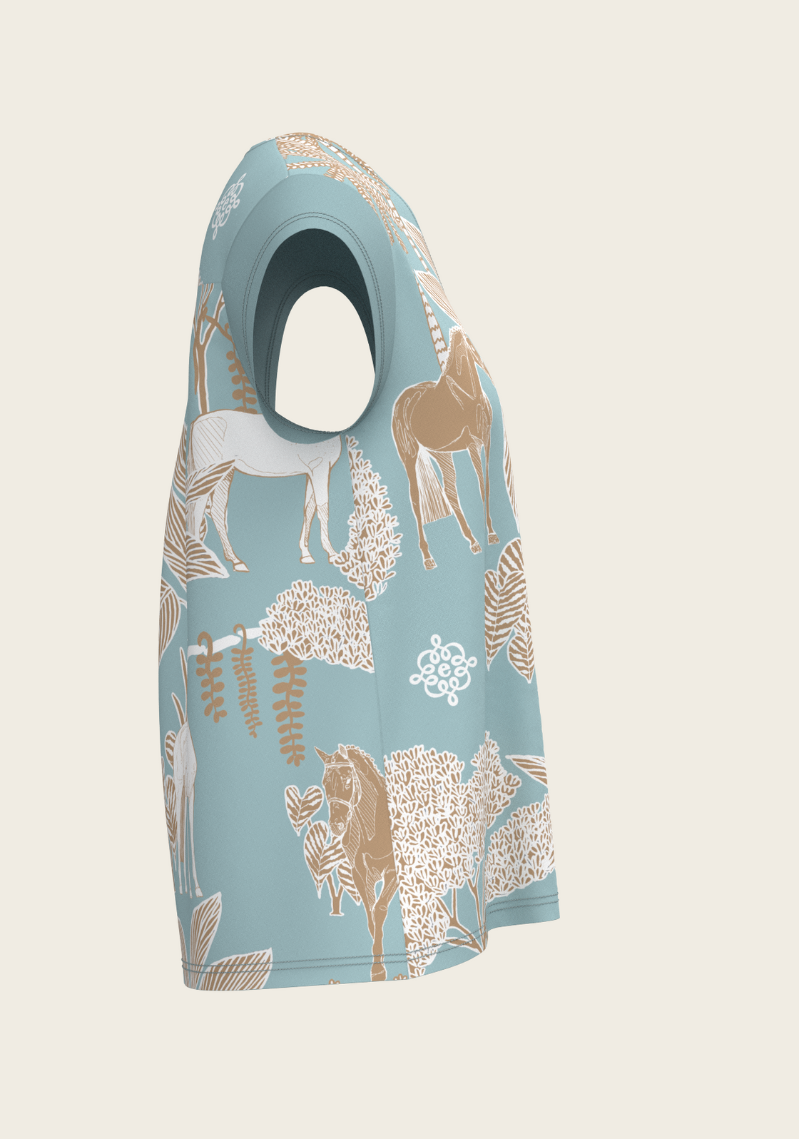 PRE ORDER • Island Horses on Sky Blue Loose Fitting V Neck Shirt