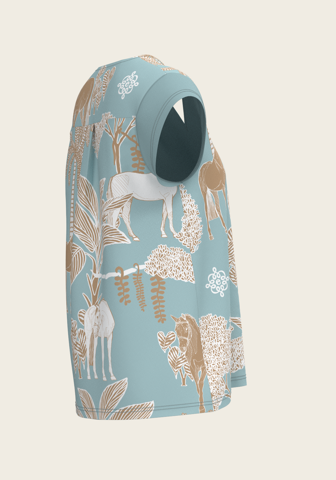PRE ORDER • Island Horses on Sky Blue Loose Fitting V Neck Shirt