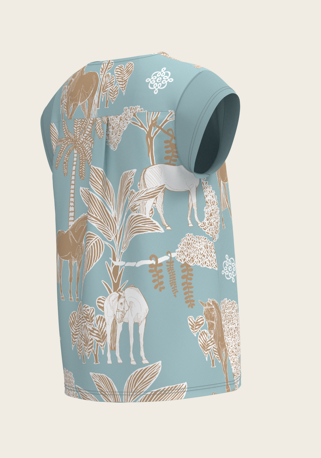 PRE ORDER • Island Horses on Sky Blue Loose Fitting V Neck Shirt