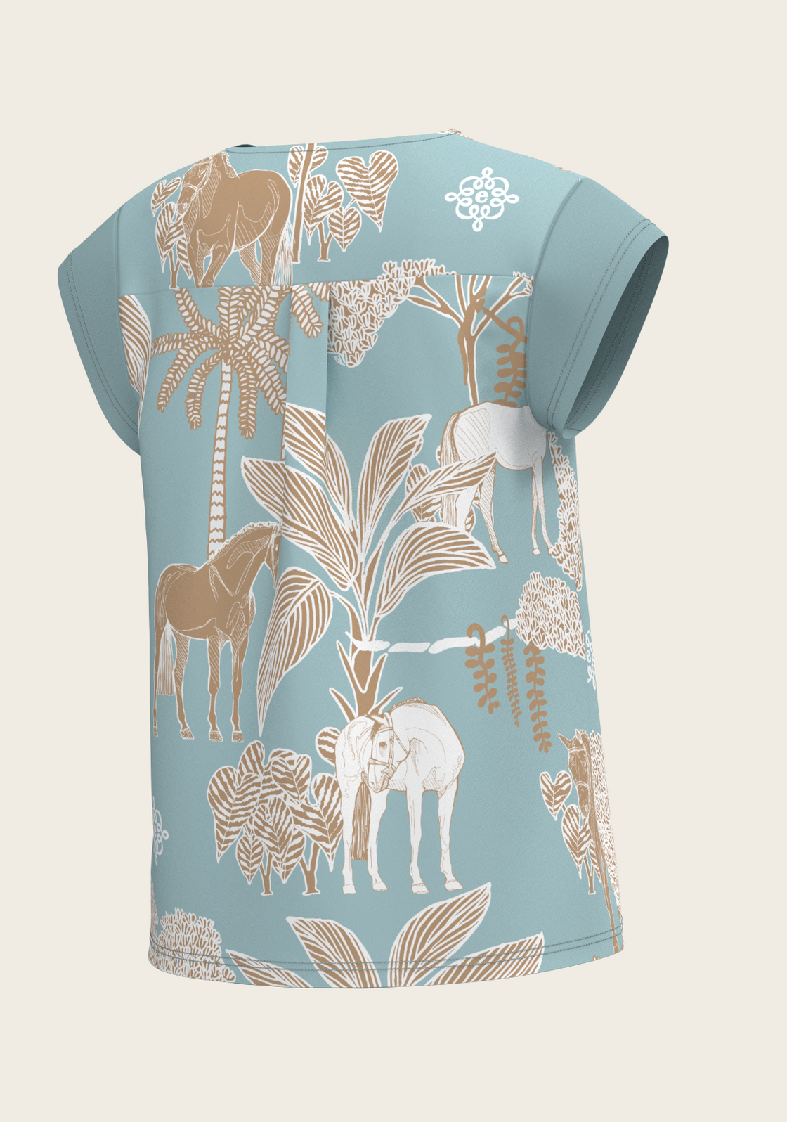 PRE ORDER • Island Horses on Sky Blue Loose Fitting V Neck Shirt