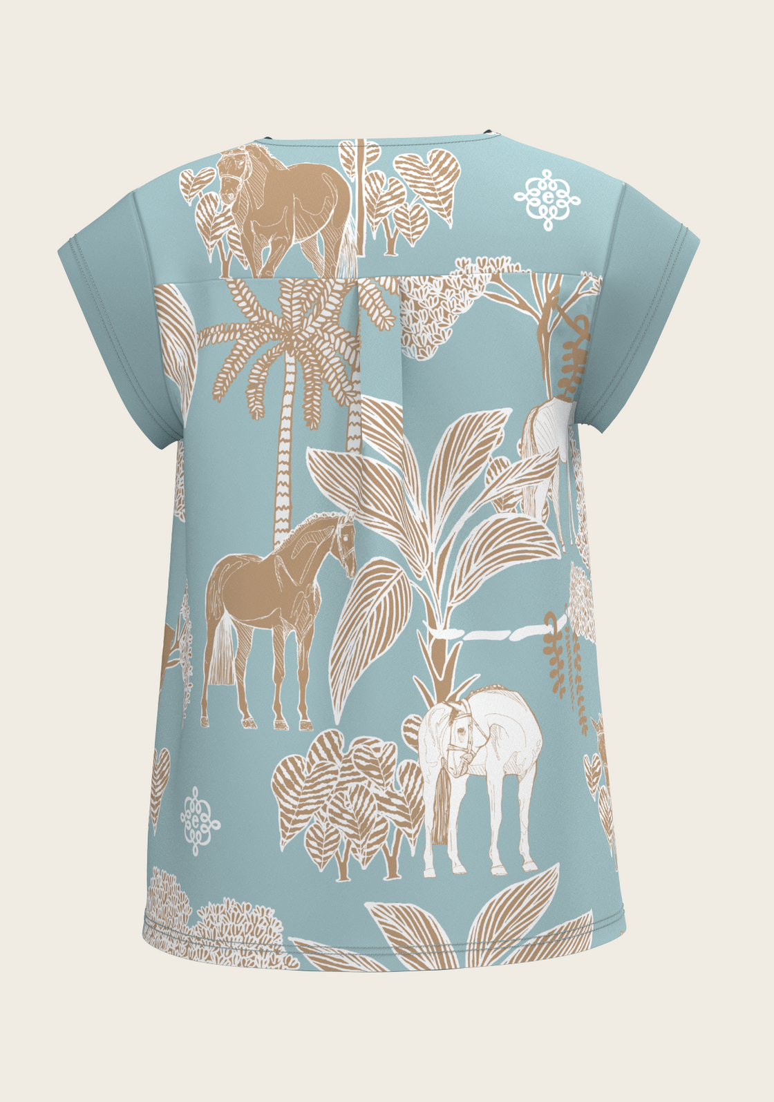 PRE ORDER • Island Horses on Sky Blue Loose Fitting V Neck Shirt