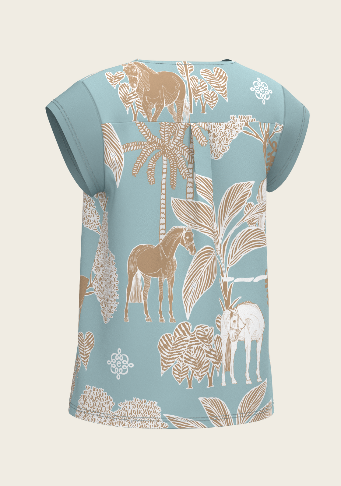 PRE ORDER • Island Horses on Sky Blue Loose Fitting V Neck Shirt