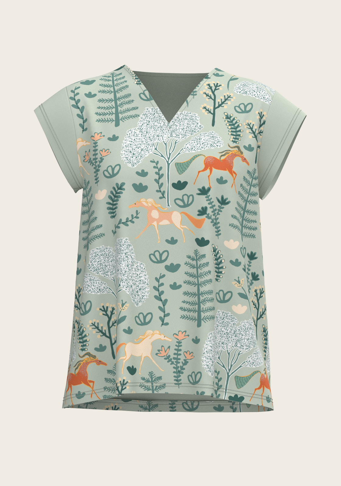 PRE ORDER • Forest on Lime Loose Fitting V Neck Shirt