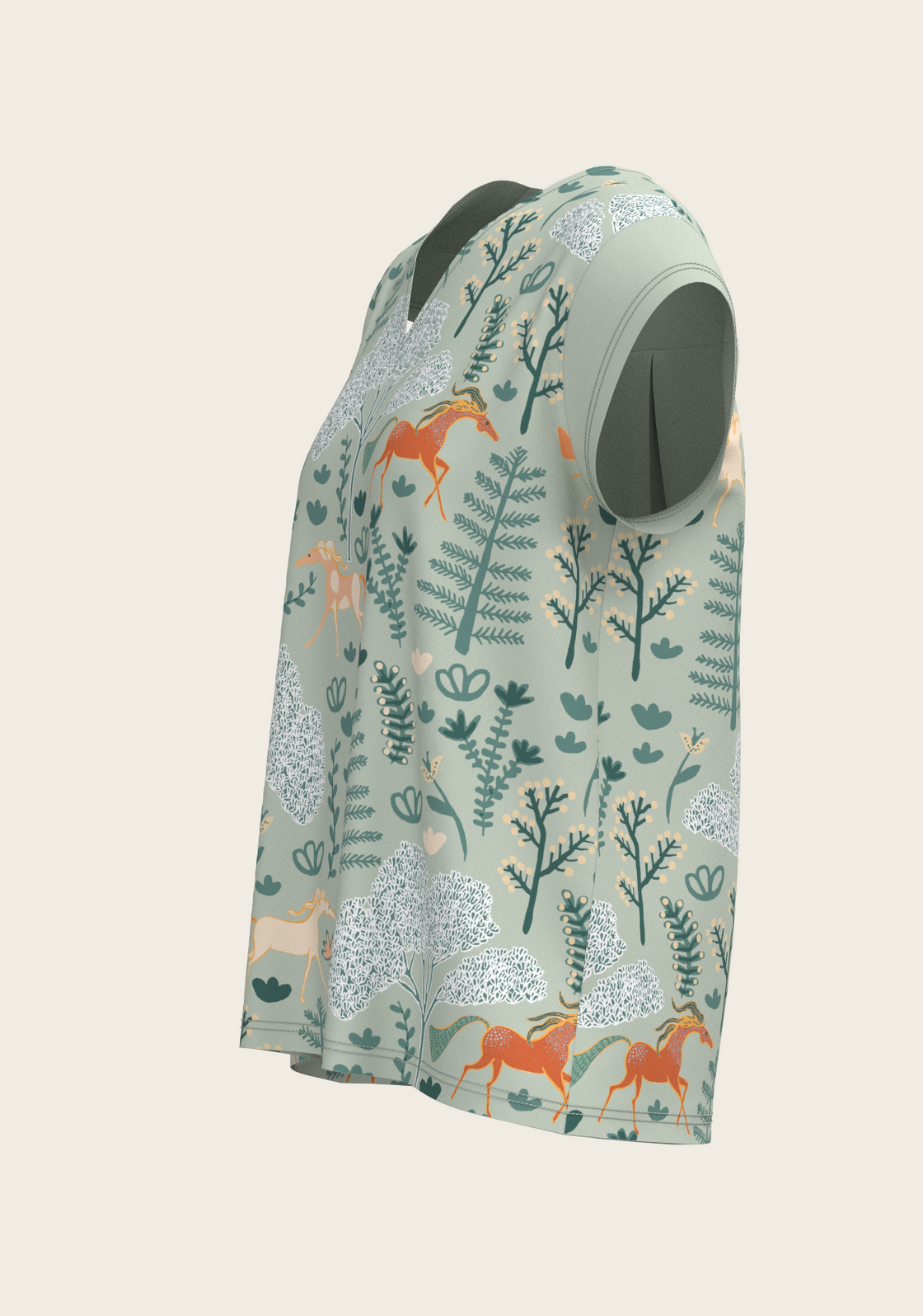 PRE ORDER • Forest on Lime Loose Fitting V Neck Shirt