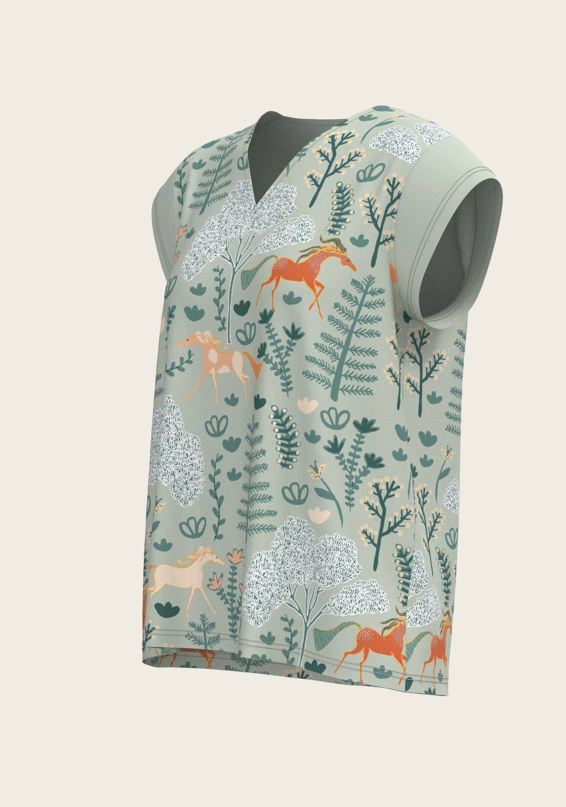 PRE ORDER • Forest on Lime Loose Fitting V Neck Shirt