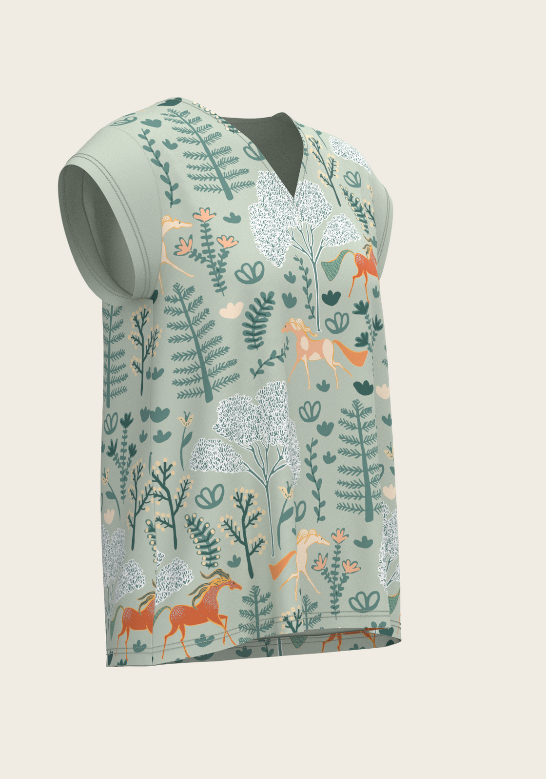 PRE ORDER • Forest on Lime Loose Fitting V Neck Shirt