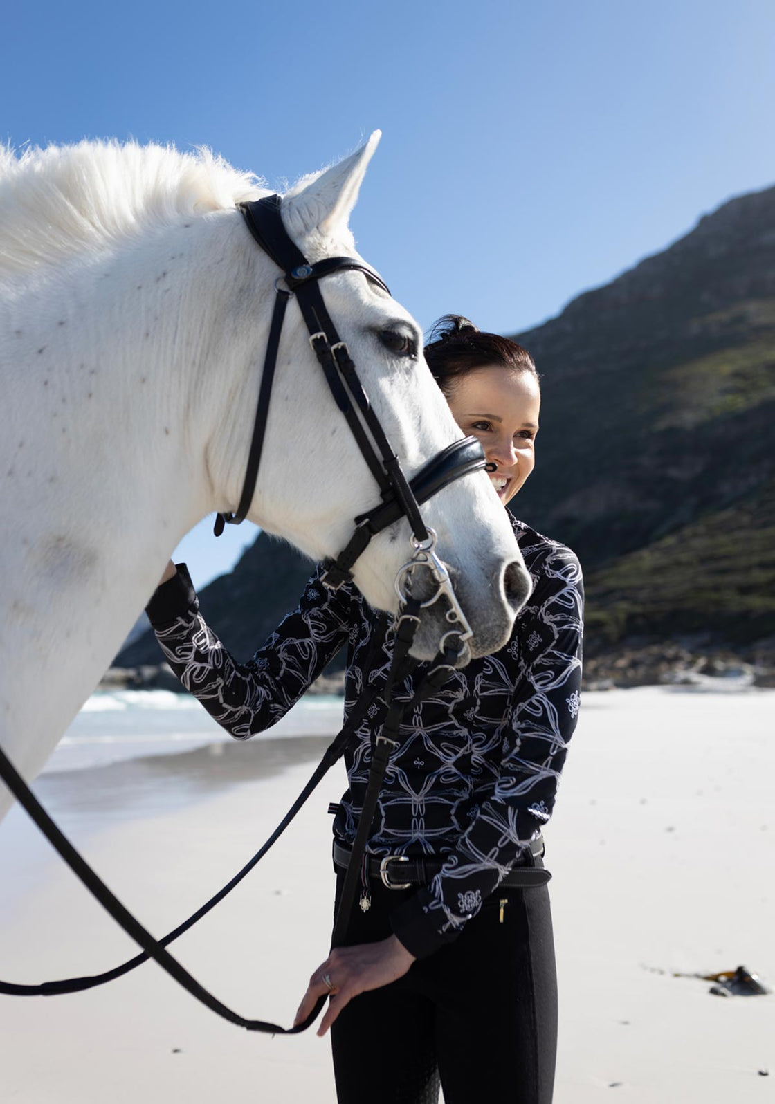 Roped Bridles on Black Quarter Zip Sun Shirt
