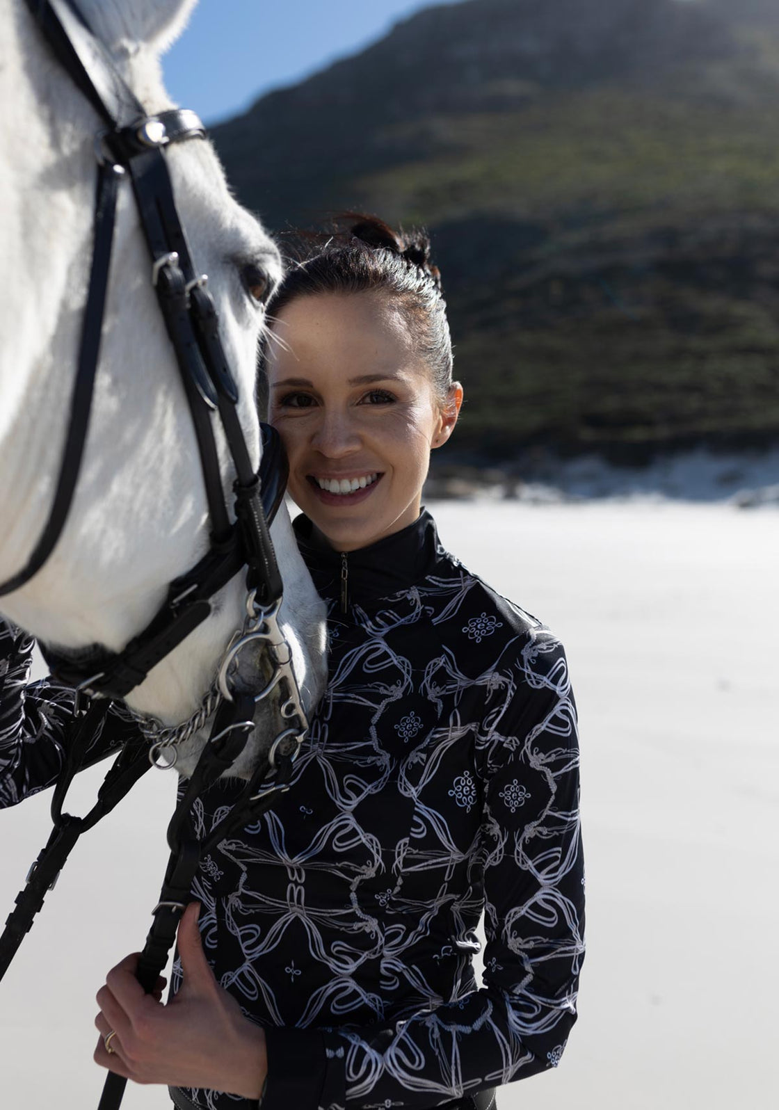 Roped Bridles on Black Quarter Zip Sun Shirt