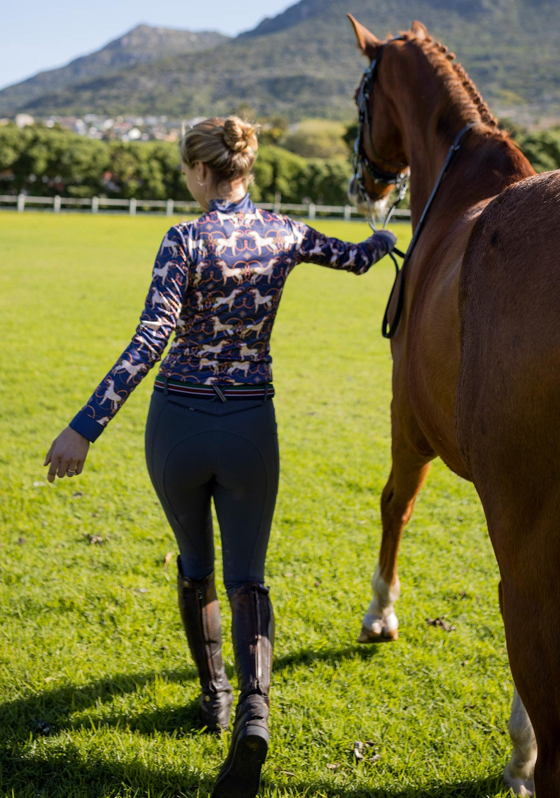 Roped Horses on Navy Quarter Zip Sun Shirt