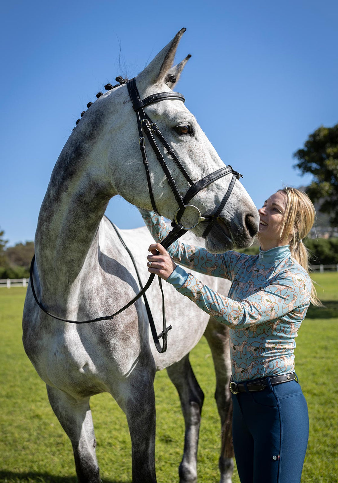 Roped Horses on Sky Blue Quarter Zip Sun Shirt