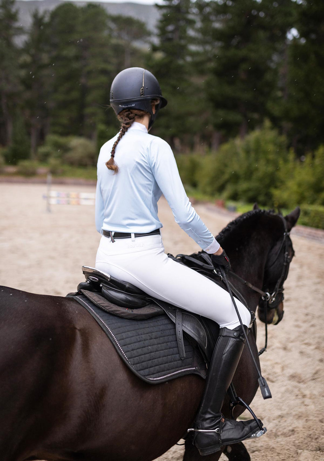 Stripes in Skyblue Short Zip Long Sleeve Show Shirt