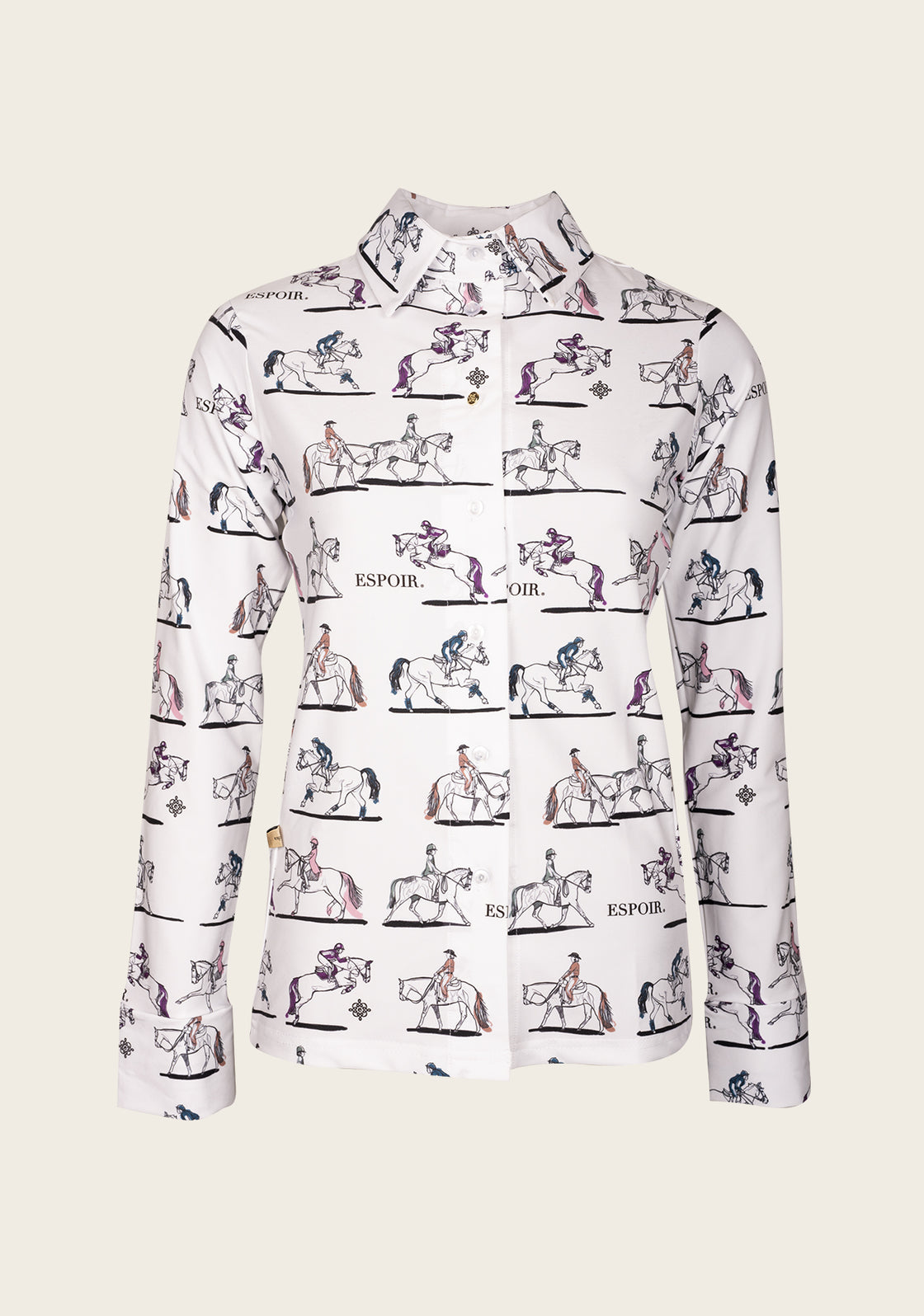United Equestrian on White Ladies Button Shirt