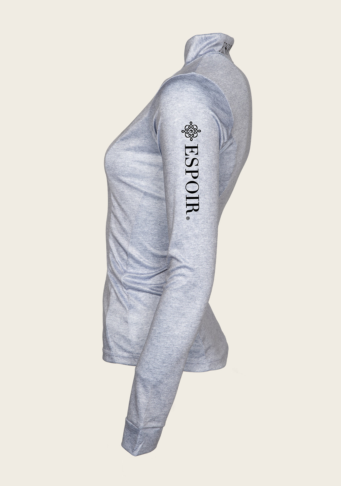 Espoir Lumiere Eternal Collection Melange Grey Quarter Zip Sun Shirt SHORT SLEEVE