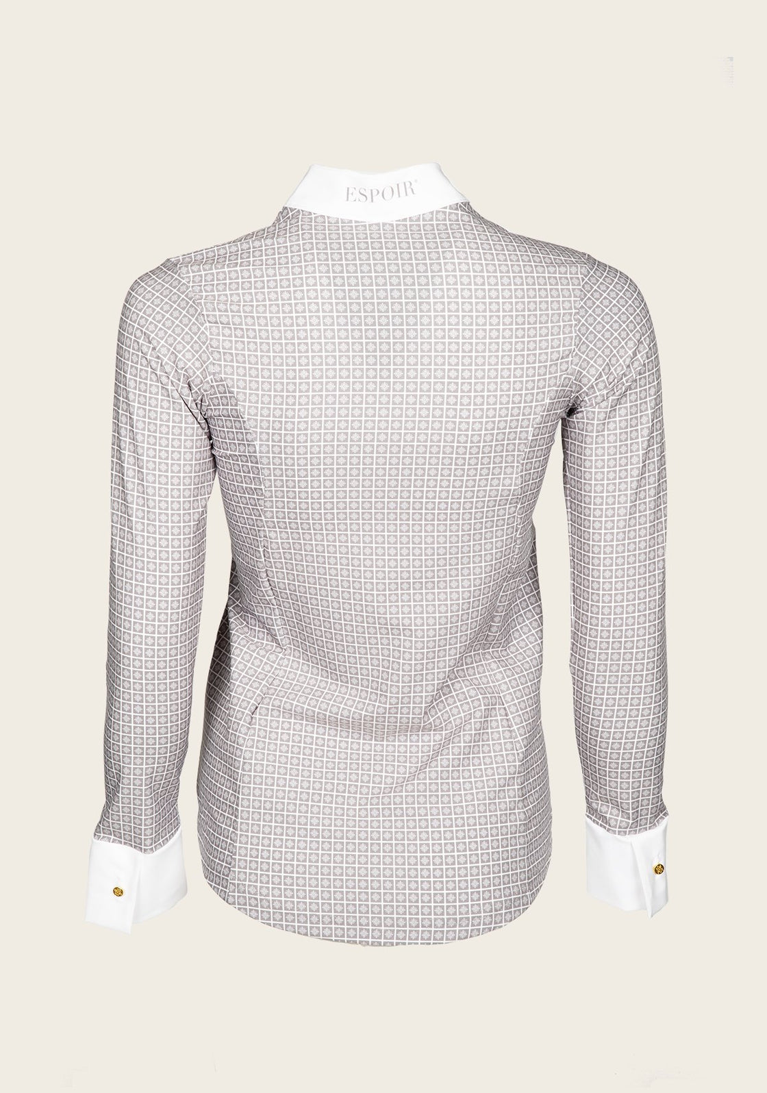 Espoir Lumiere Button Blocked Grey Pattern Show Shirt