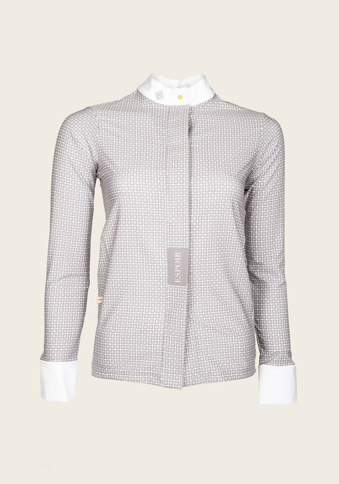 Espoir Lumiere Button Blocked Grey Pattern Show Shirt