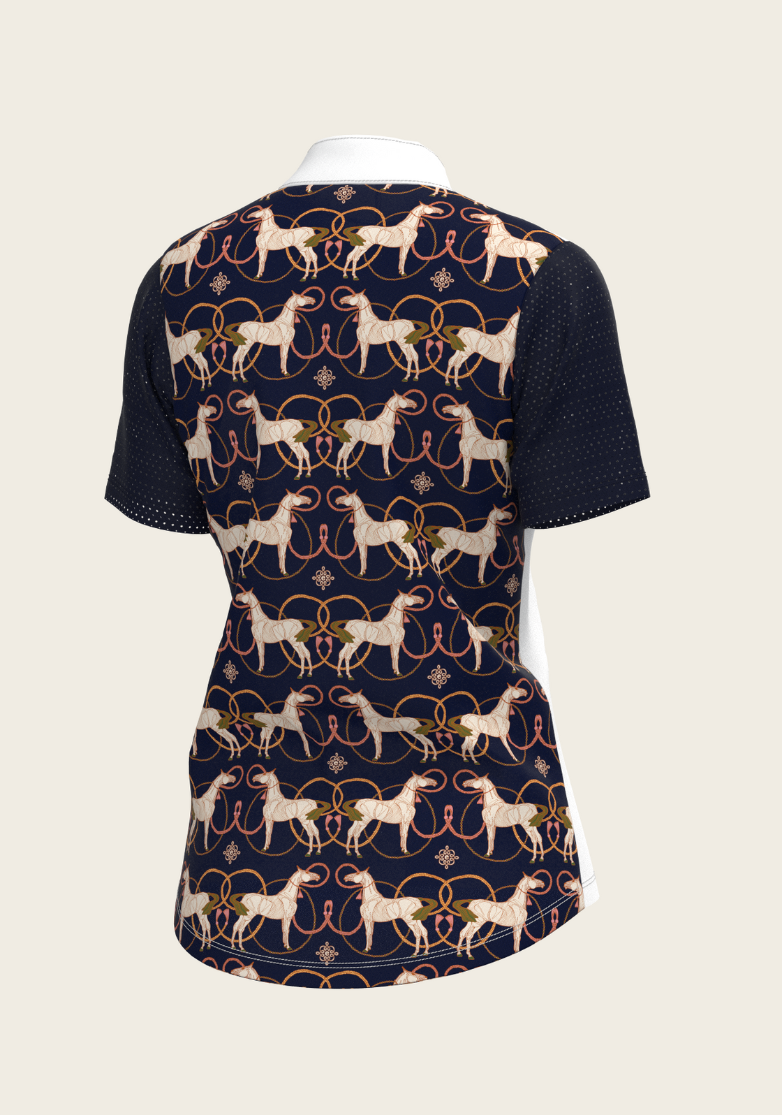 Roped Horses on Navy Short Sleeve Show Shirt