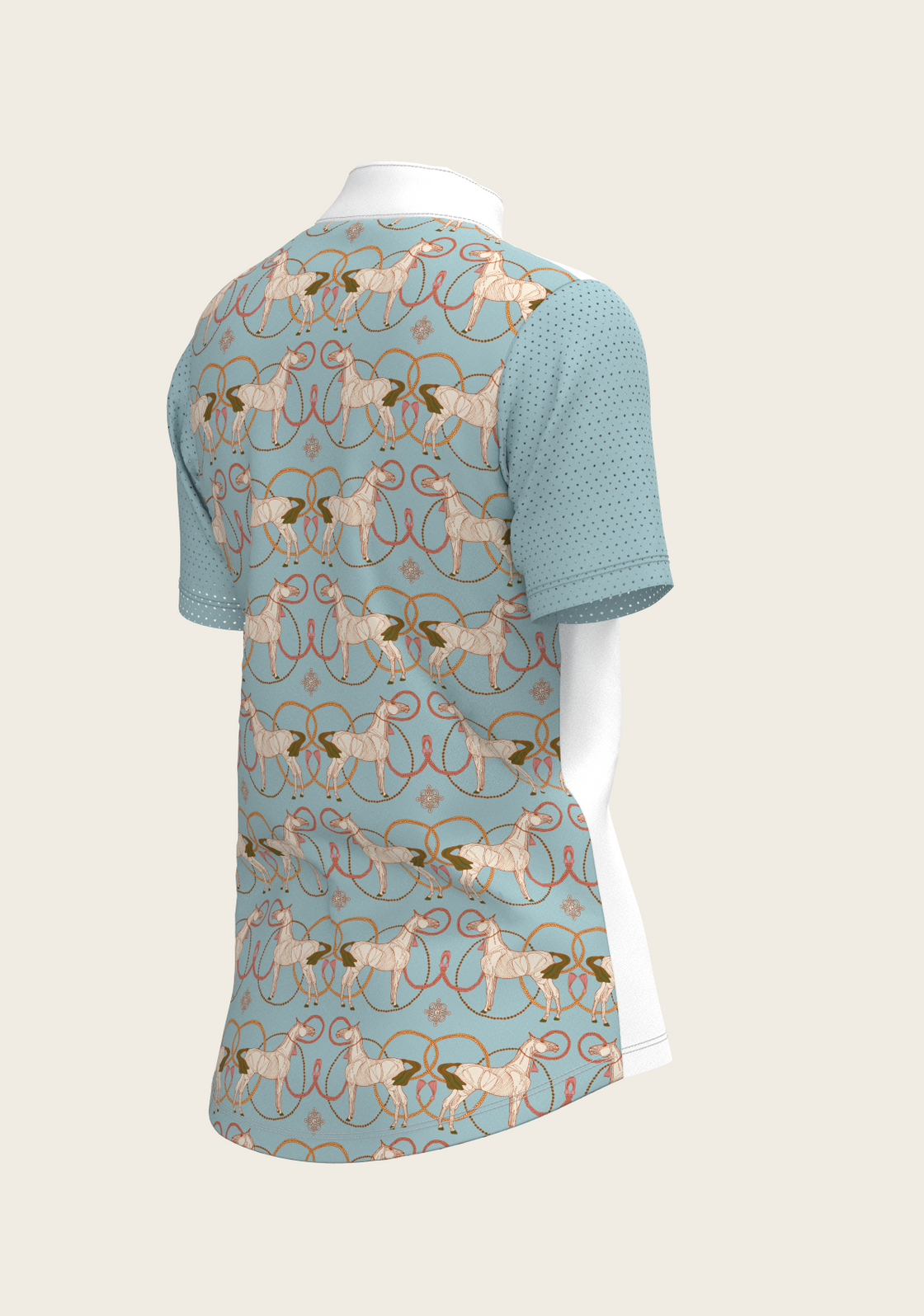 Roped Horses on Sky Blue Short Sleeve Show Shirt