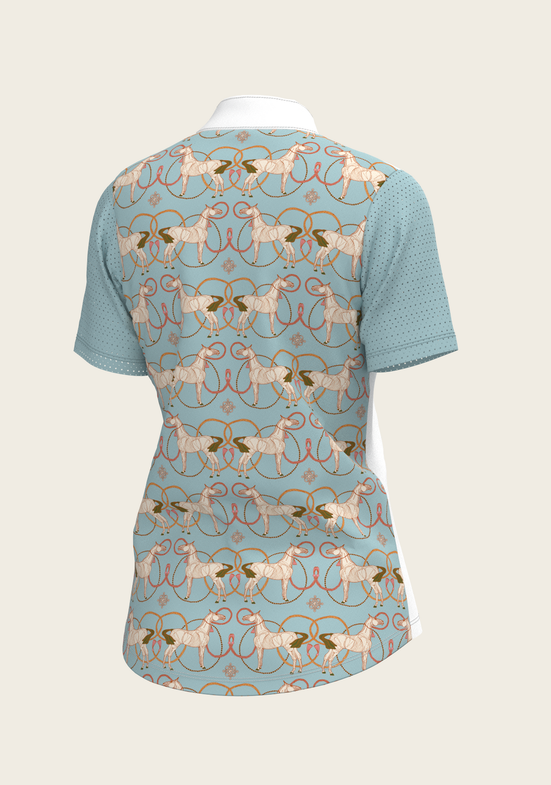 Roped Horses on Sky Blue Short Sleeve Show Shirt