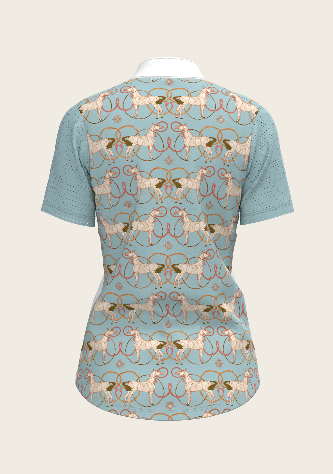 Roped Horses on Sky Blue Short Sleeve Show Shirt