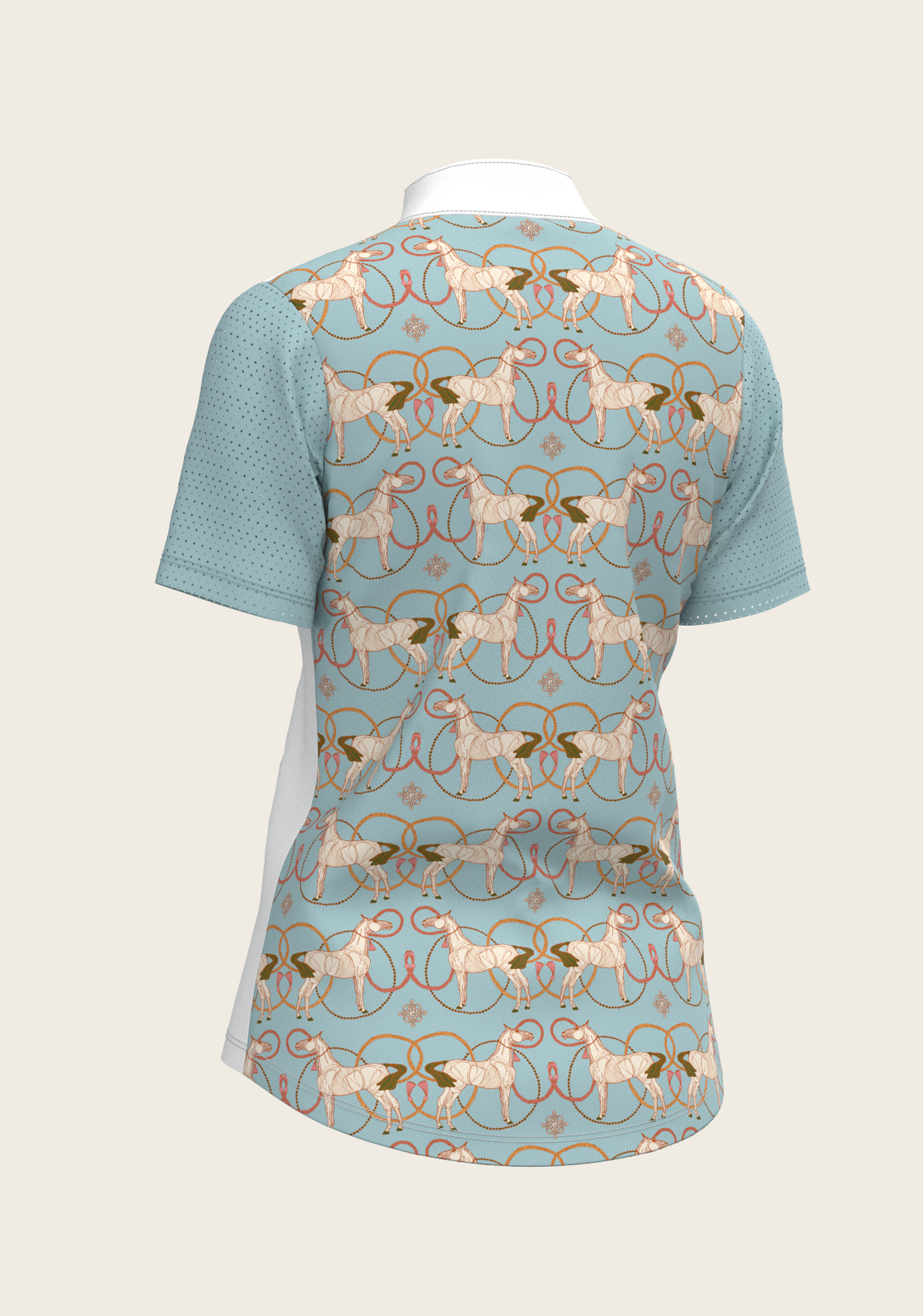 Roped Horses on Sky Blue Short Sleeve Show Shirt