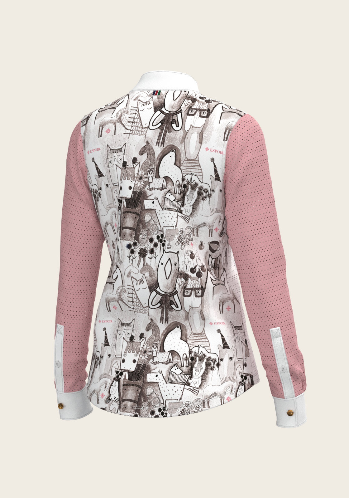 The Horse Fair Monochrome Short Pleated with Rose Long Sleeve Show Shirt