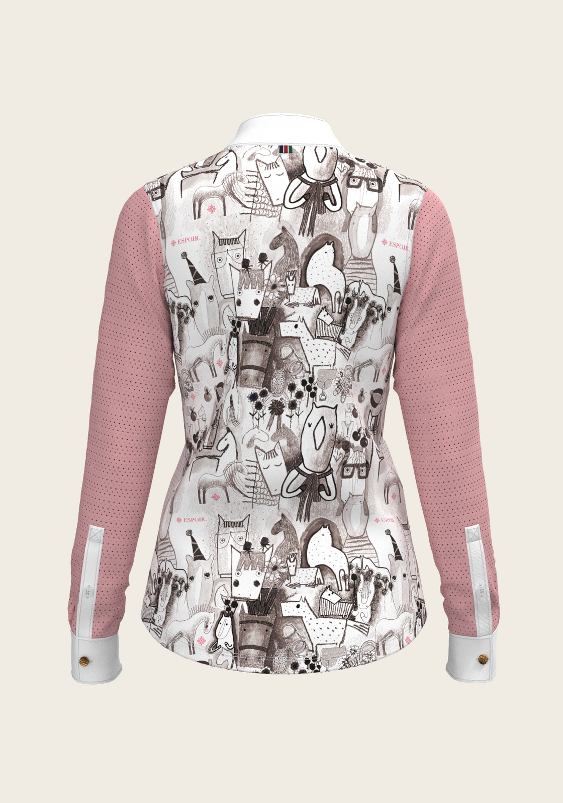 The Horse Fair Monochrome Short Pleated with Rose Long Sleeve Show Shirt