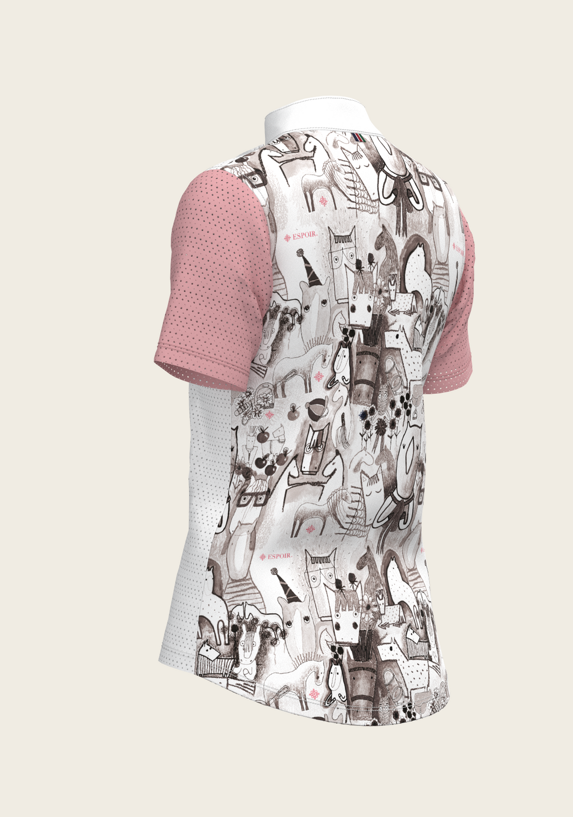 The Horse Fair Monochrome Short Pleated with Rose Short Sleeve Show Shirt