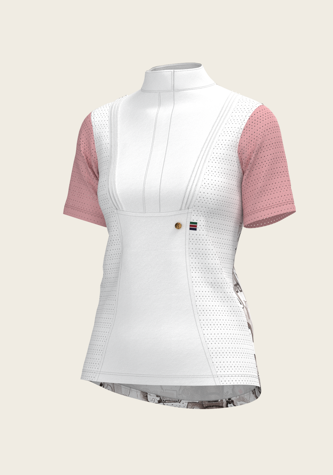 The Horse Fair Monochrome Short Pleated with Rose Short Sleeve Show Shirt