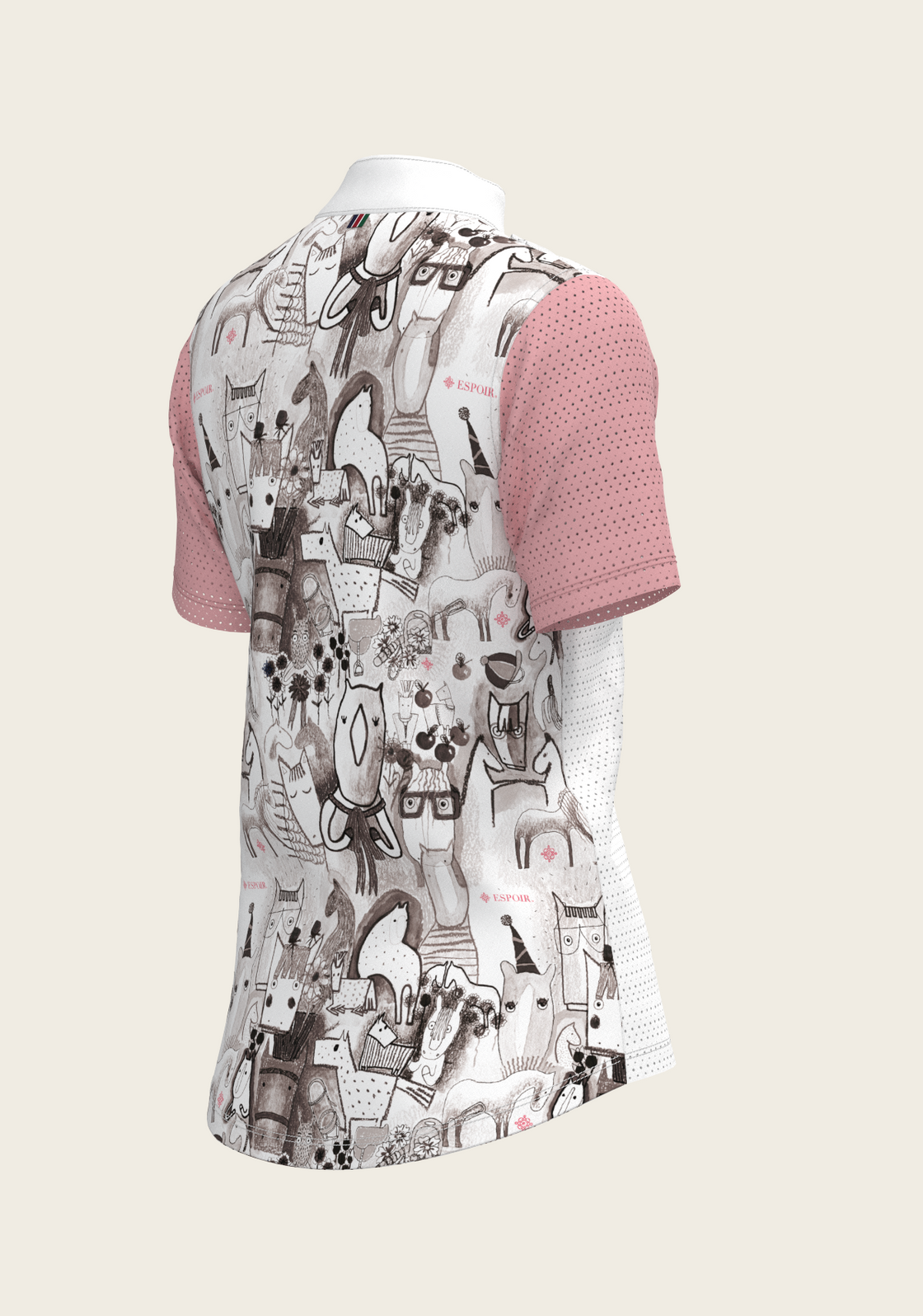 The Horse Fair Monochrome Short Pleated with Rose Short Sleeve Show Shirt