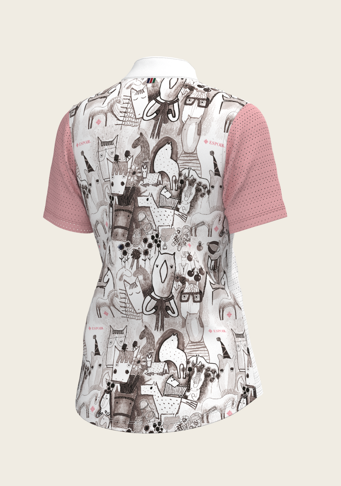 The Horse Fair Monochrome Short Pleated with Rose Short Sleeve Show Shirt