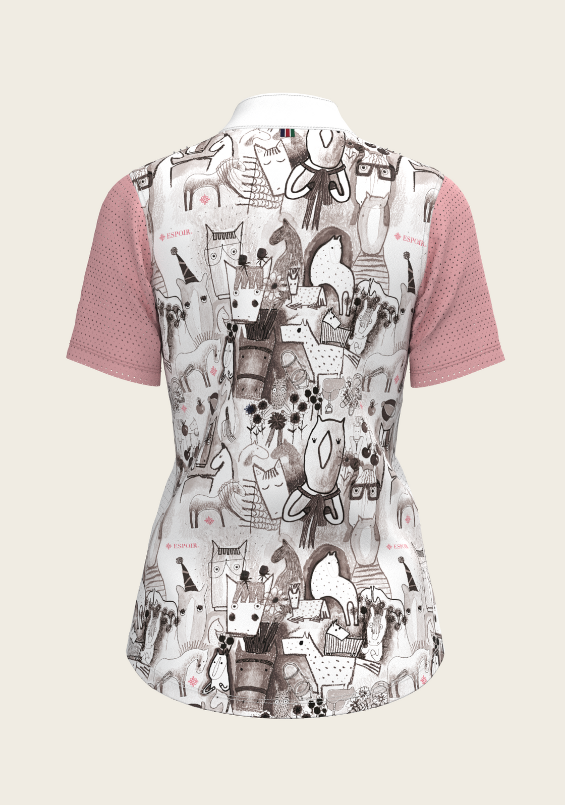 The Horse Fair Monochrome Short Pleated with Rose Short Sleeve Show Shirt