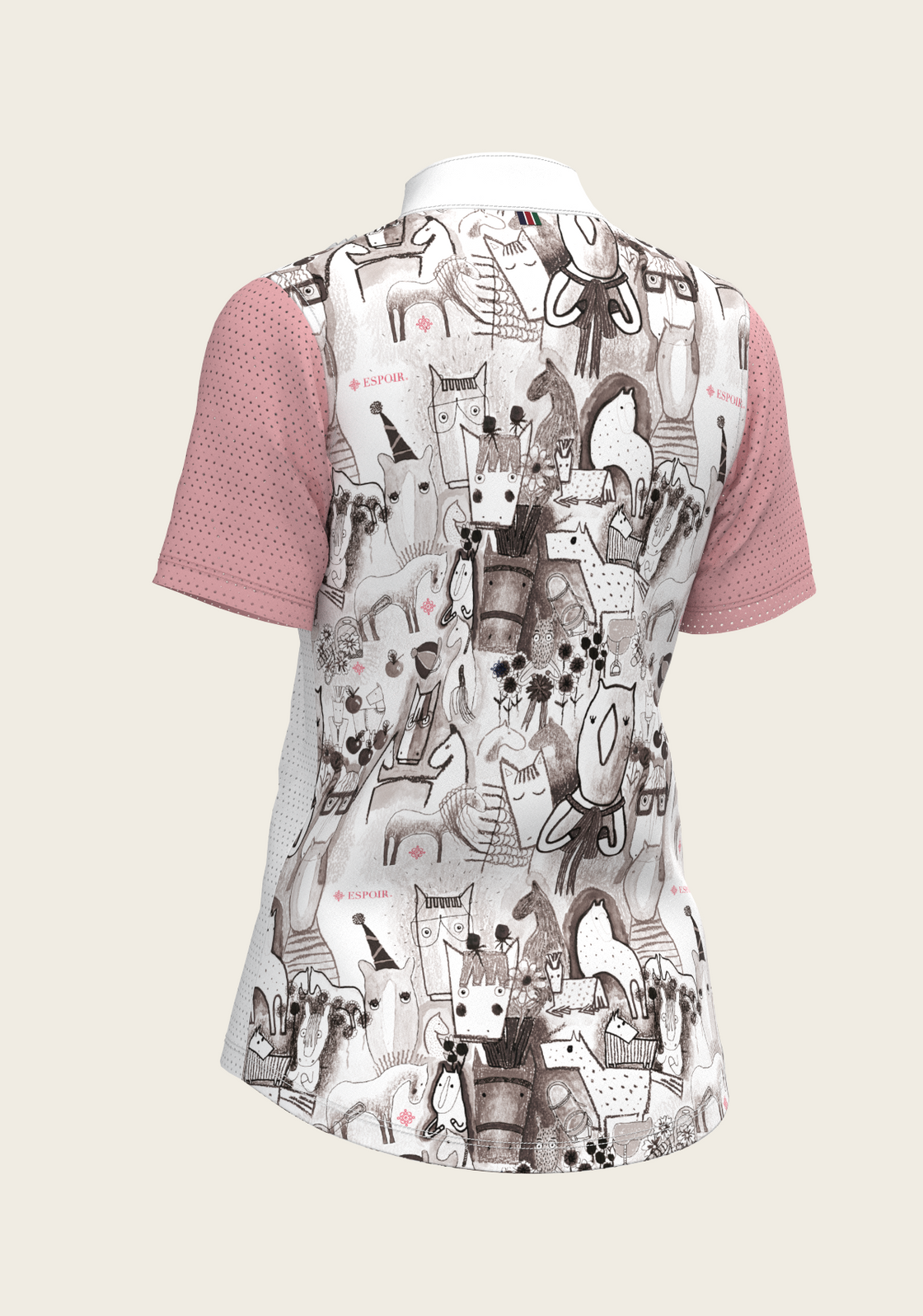 The Horse Fair Monochrome Short Pleated with Rose Short Sleeve Show Shirt